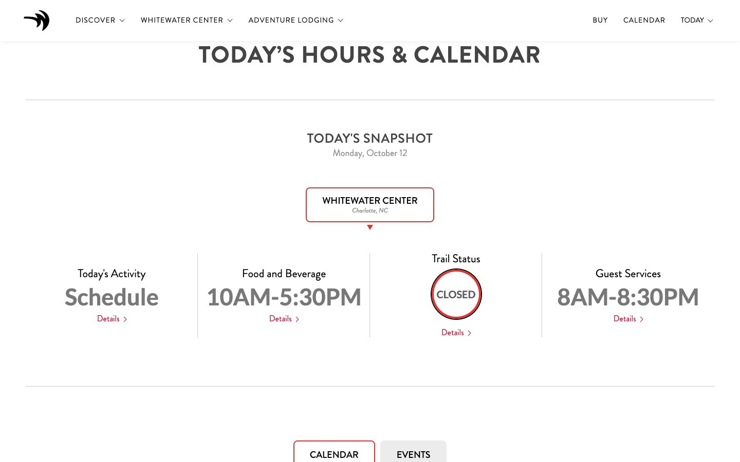 The current calendar page
